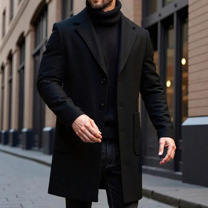 Colton Grey - Slim Fit Overcoat Wool-Look Notch Lapel