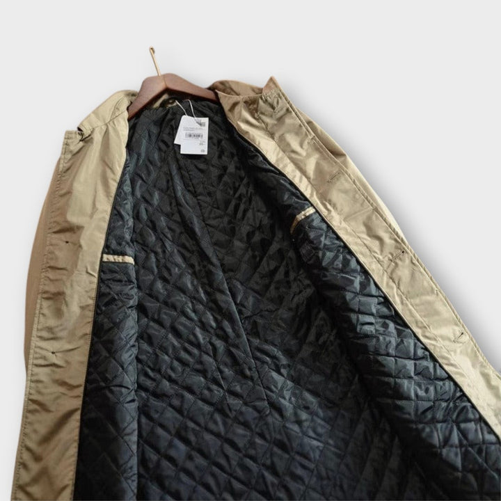 Button-Front Long Trench Coat