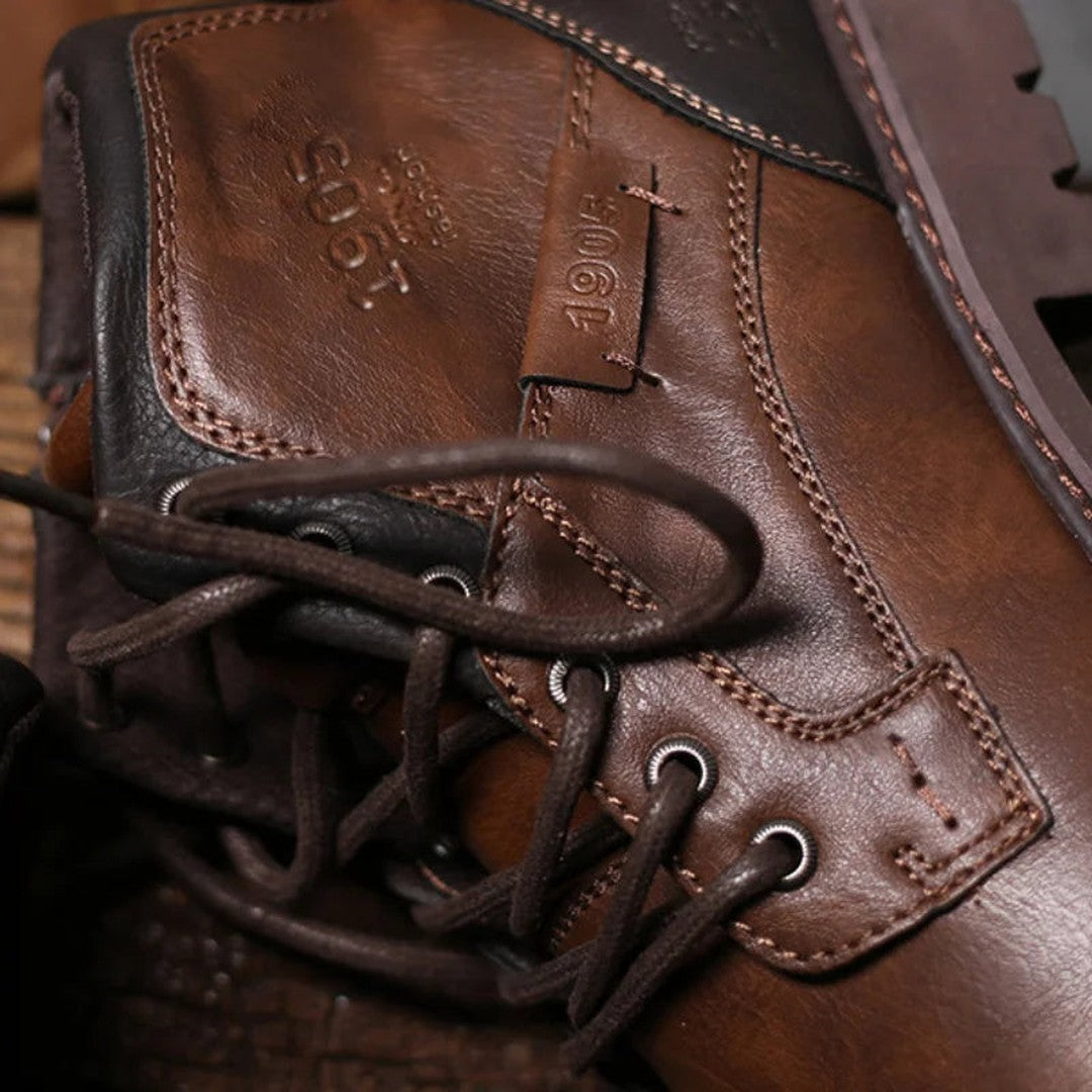 Stitched Leather-Look Work Boots