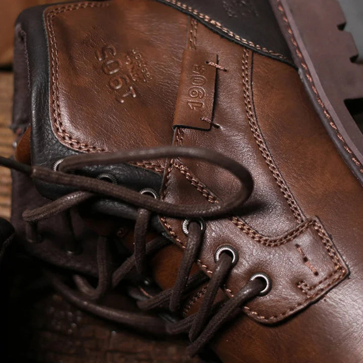 Stitched Leather-Look Work Boots