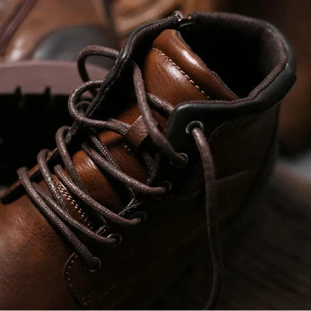 Stitched Leather-Look Work Boots