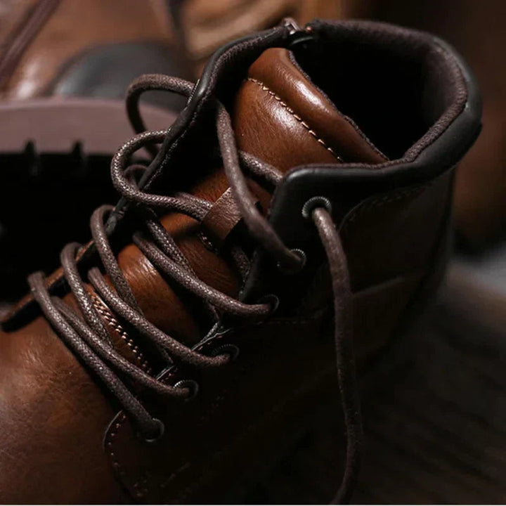 Stitched Leather-Look Work Boots