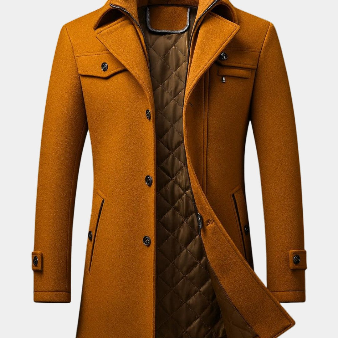 Hartley Moor - Wool-Look Peacoat Quilted Lining Button Front