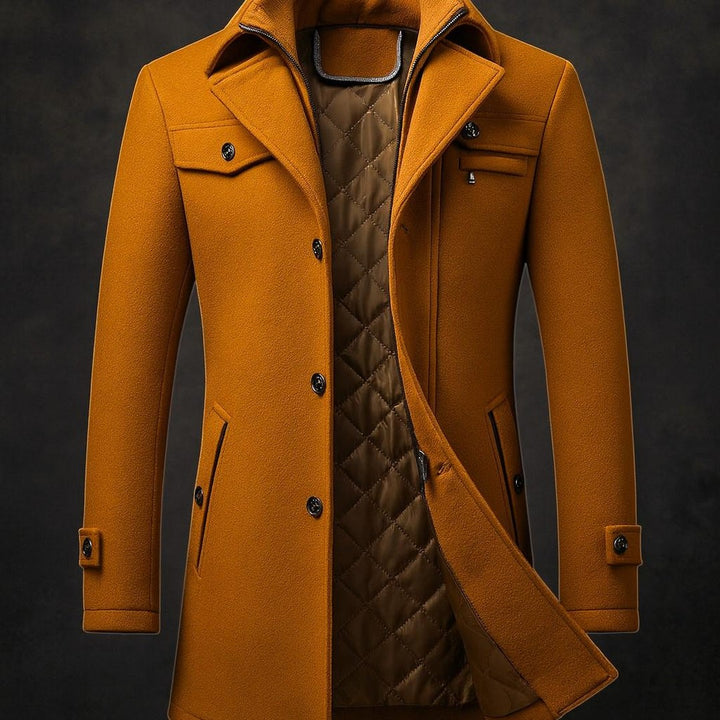 Hartley Moor - Wool-Look Peacoat Quilted Lining Button Front