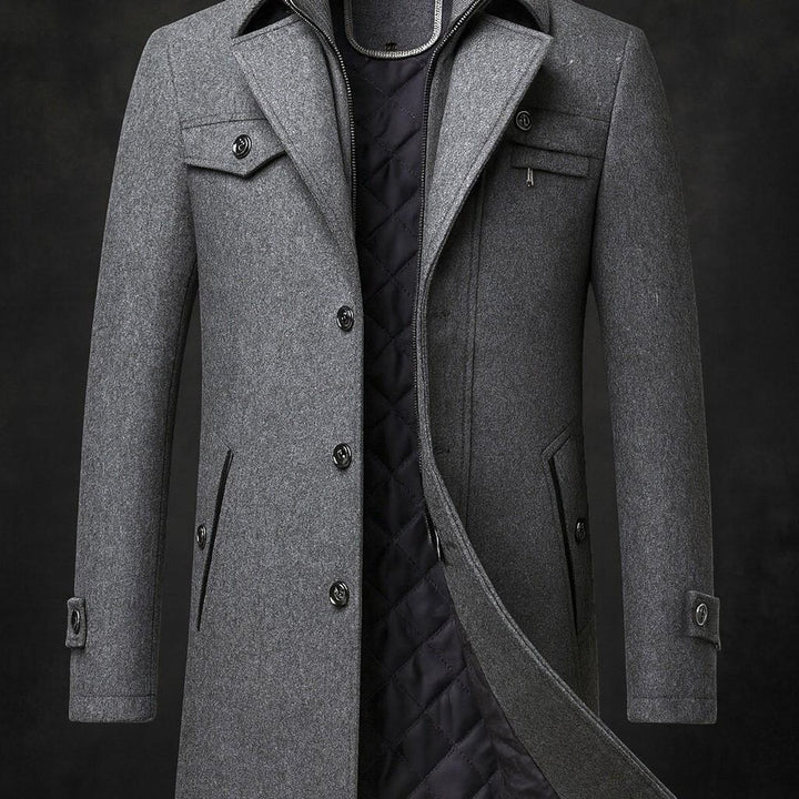 Hartley Moor - Wool-Look Peacoat Quilted Lining Button Front