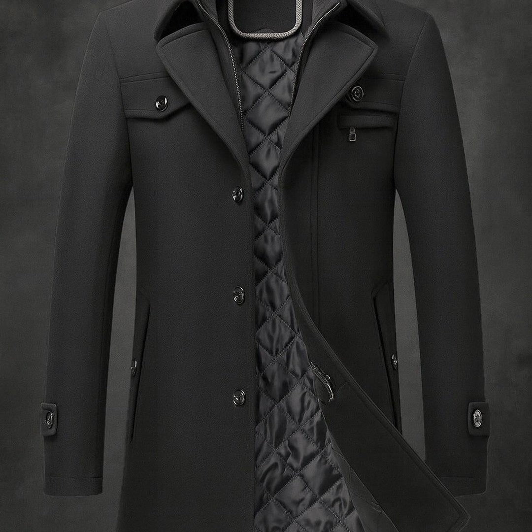 Hartley Moor - Wool-Look Peacoat Quilted Lining Button Front