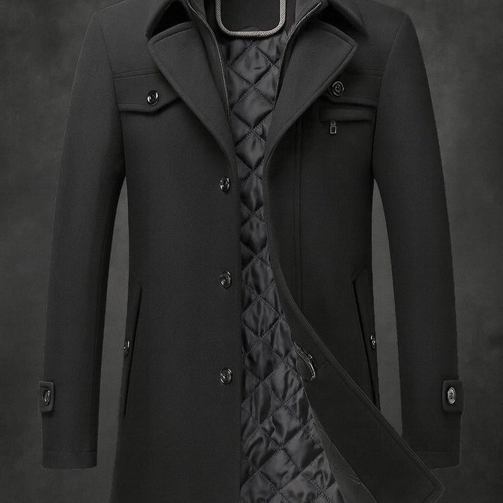 Hartley Moor - Wool-Look Peacoat Quilted Lining Button Front
