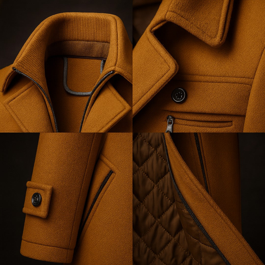 Hartley Moor - Wool-Look Peacoat Quilted Lining Button Front