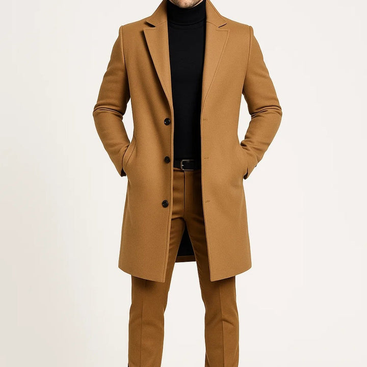 Notch Lapel Longline Overcoat