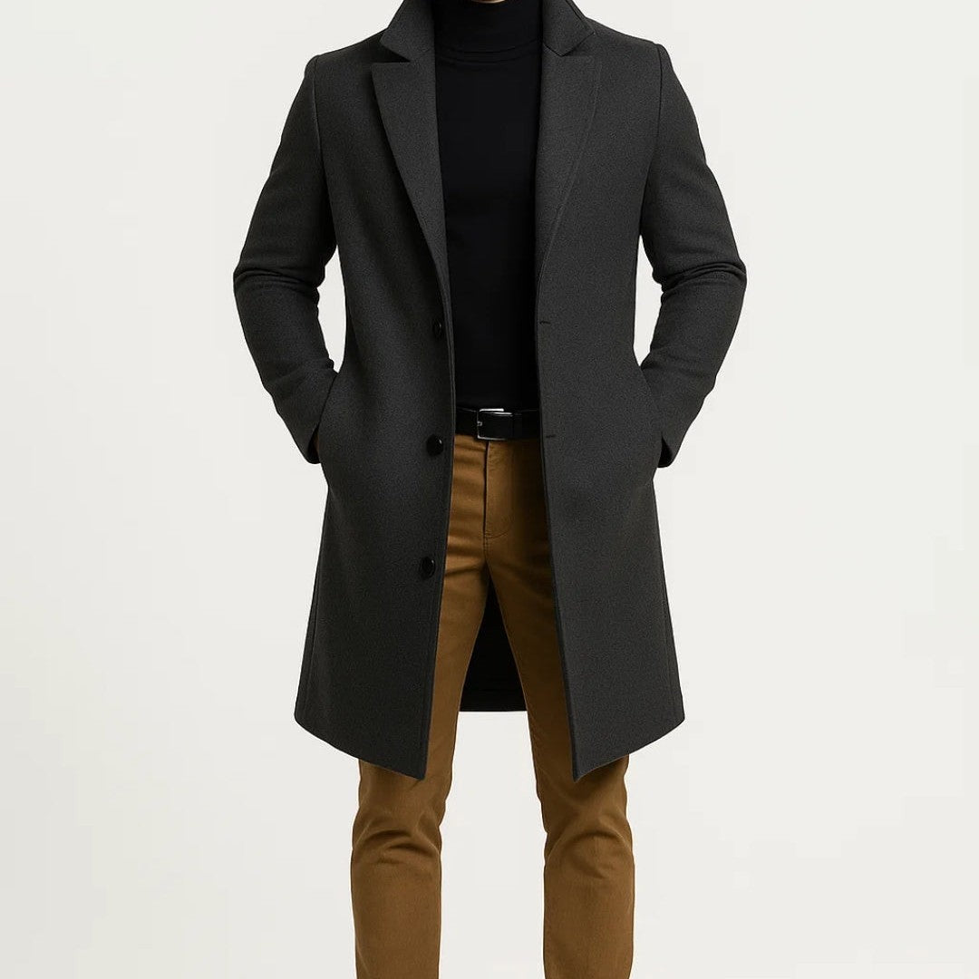 Notch Lapel Longline Overcoat