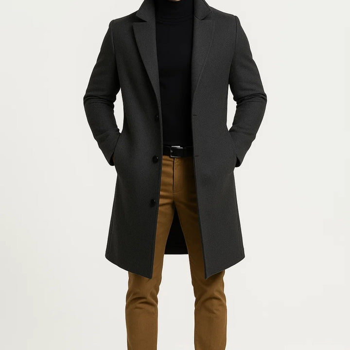 Notch Lapel Longline Overcoat