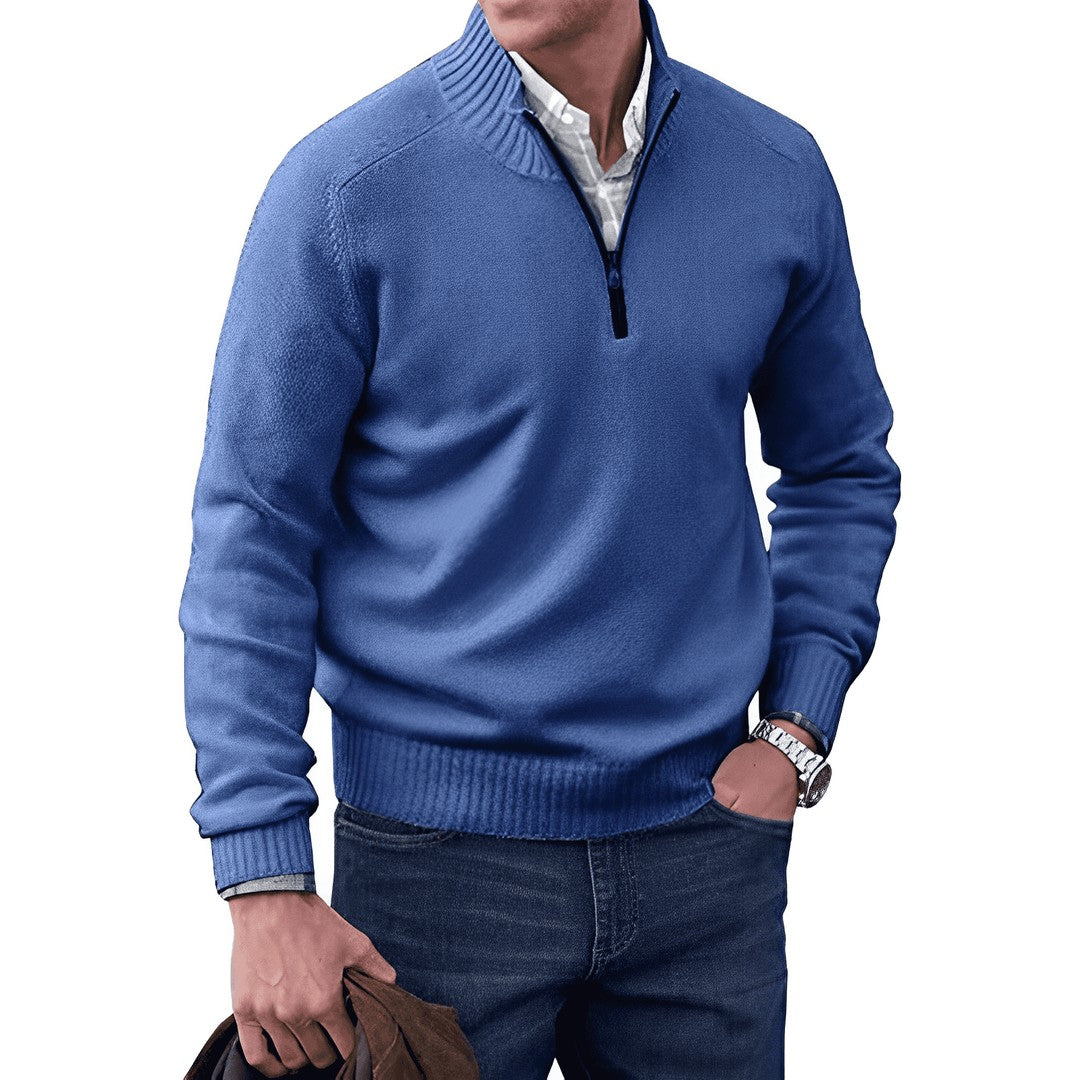 Ribbed Mockneck Zip Sweater