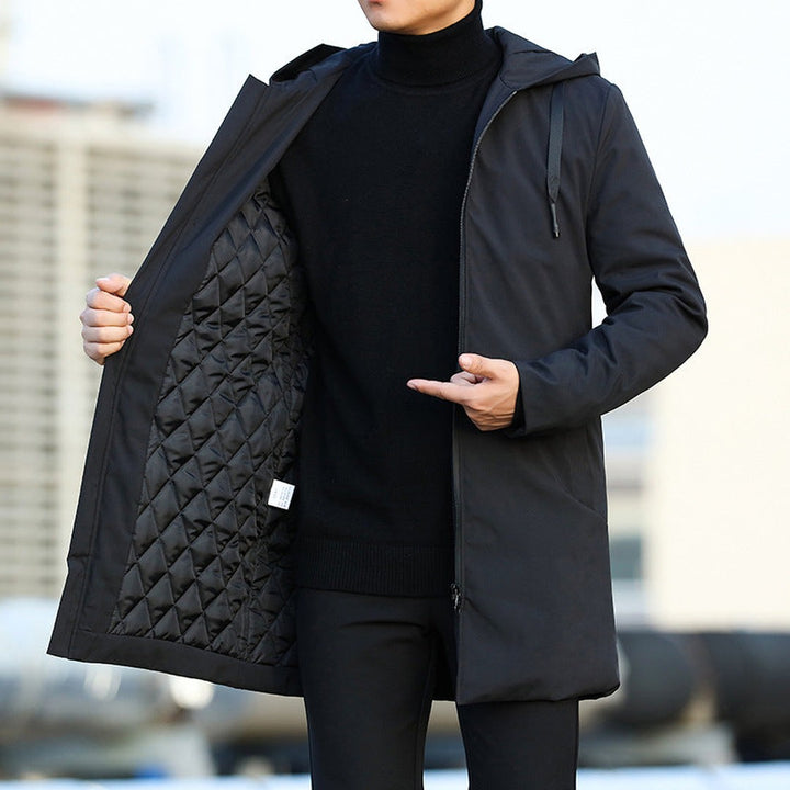 Drawstring Hood Mid-Length Zip Coat
