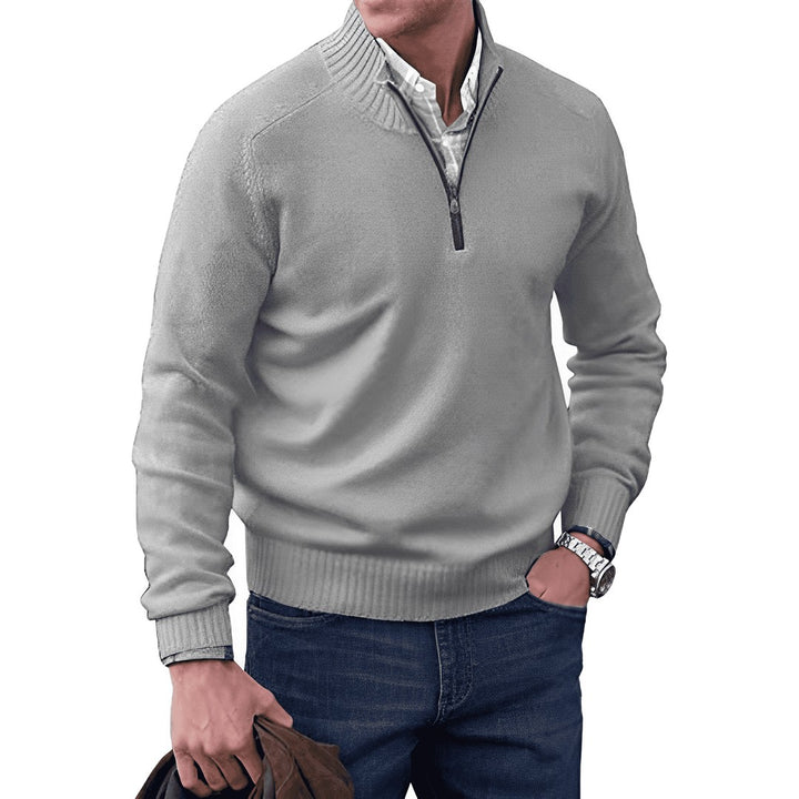 Ribbed Mockneck Zip Sweater
