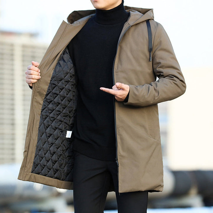 Drawstring Hood Mid-Length Zip Coat