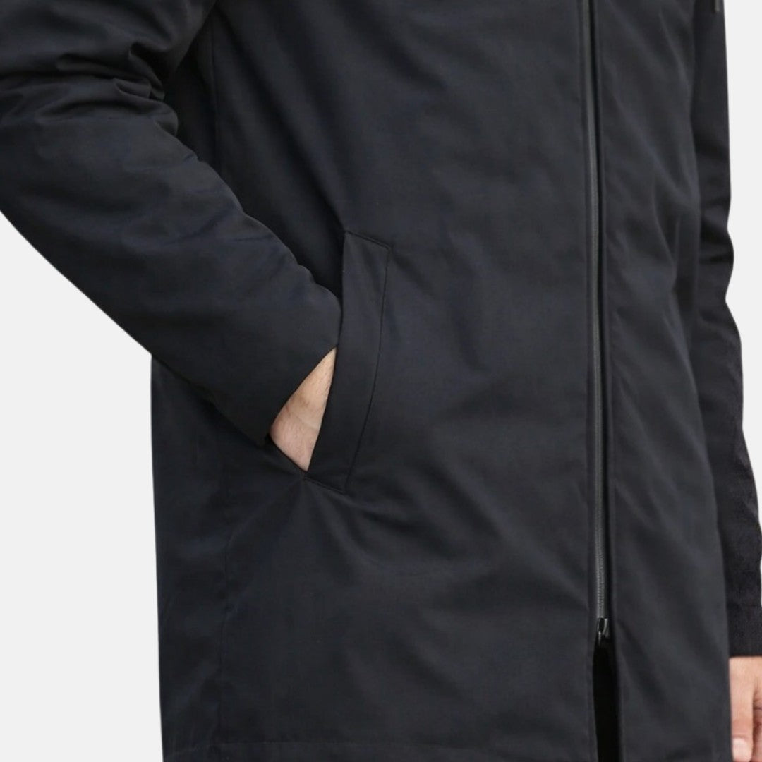 Drawstring Hood Mid-Length Zip Coat