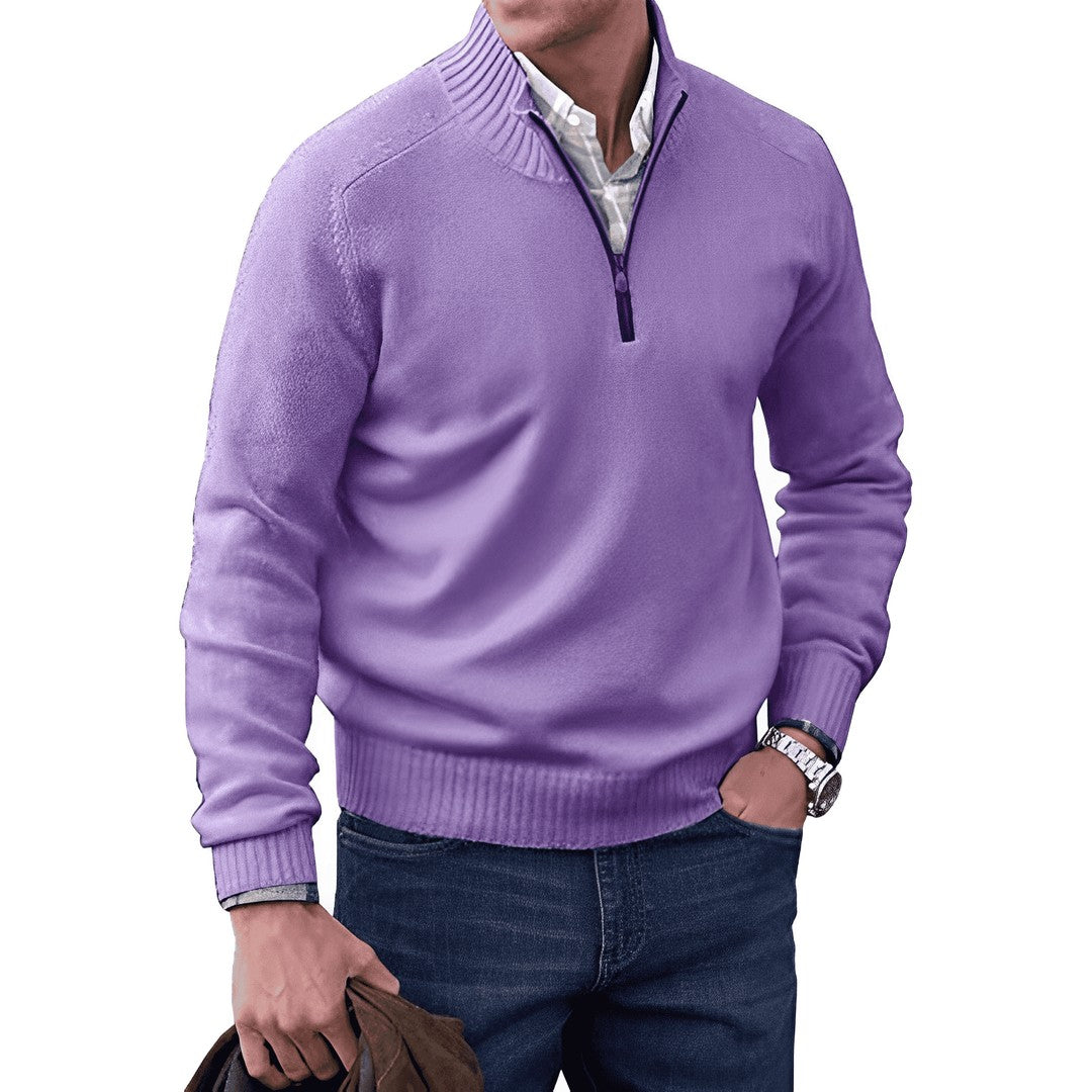 Ribbed Mockneck Zip Sweater