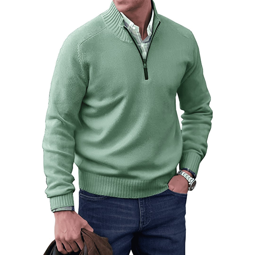 Ribbed Mockneck Zip Sweater