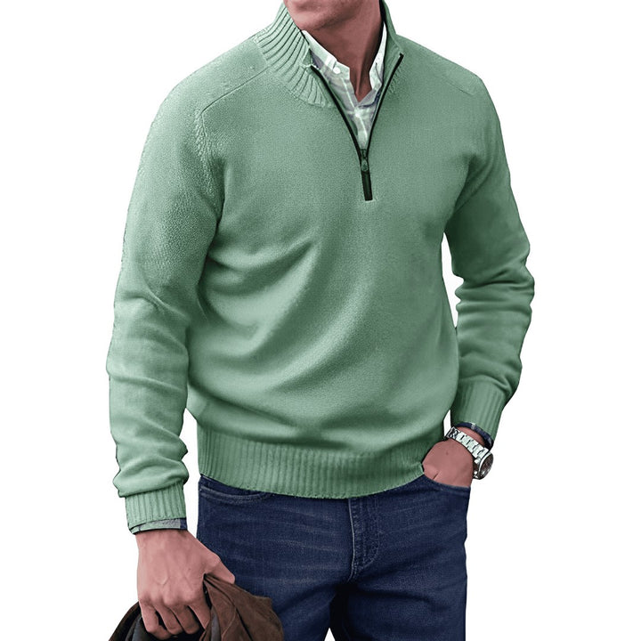 Ribbed Mockneck Zip Sweater