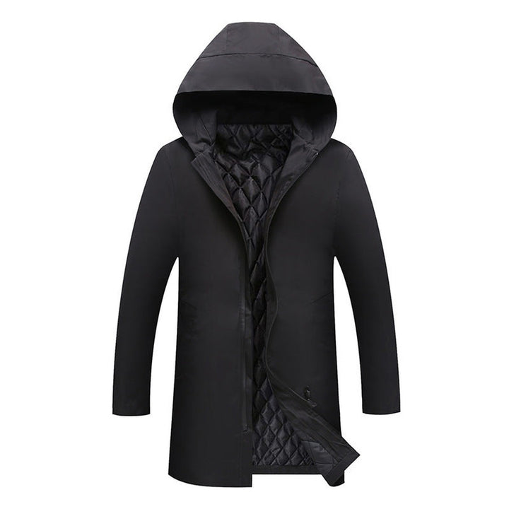 Drawstring Hood Mid-Length Zip Coat