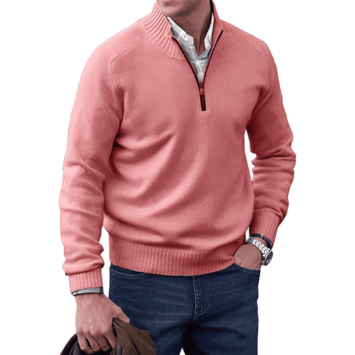 Ribbed Mockneck Zip Sweater