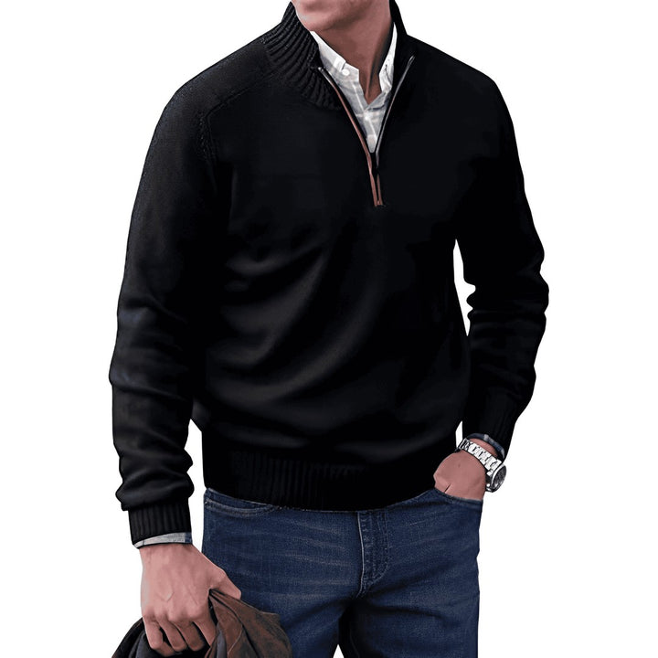 Ribbed Mockneck Zip Sweater