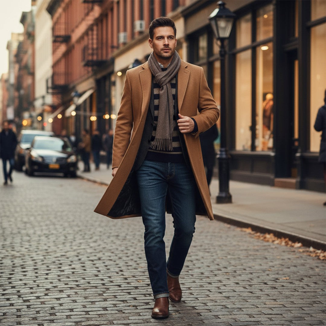 Grayson Hale - Longline Wool-Look Jacket Notch Lapel