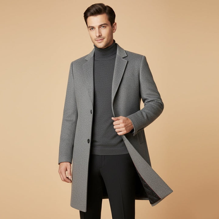 Grayson Hale - Longline Wool-Look Jacket Notch Lapel