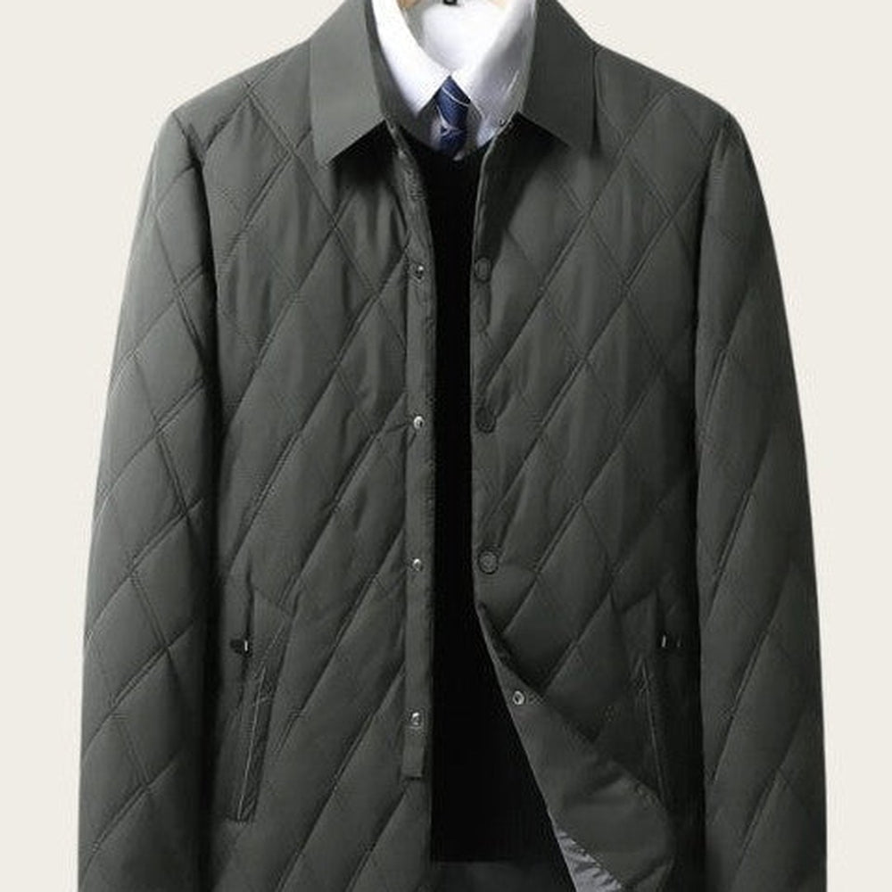 Elmbridge - Quilted Field Jacket Button Front Stand Collar