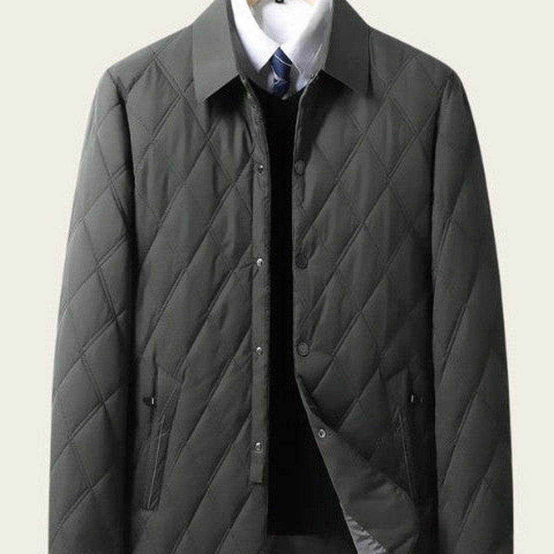 Elmbridge - Quilted Field Jacket Button Front Stand Collar