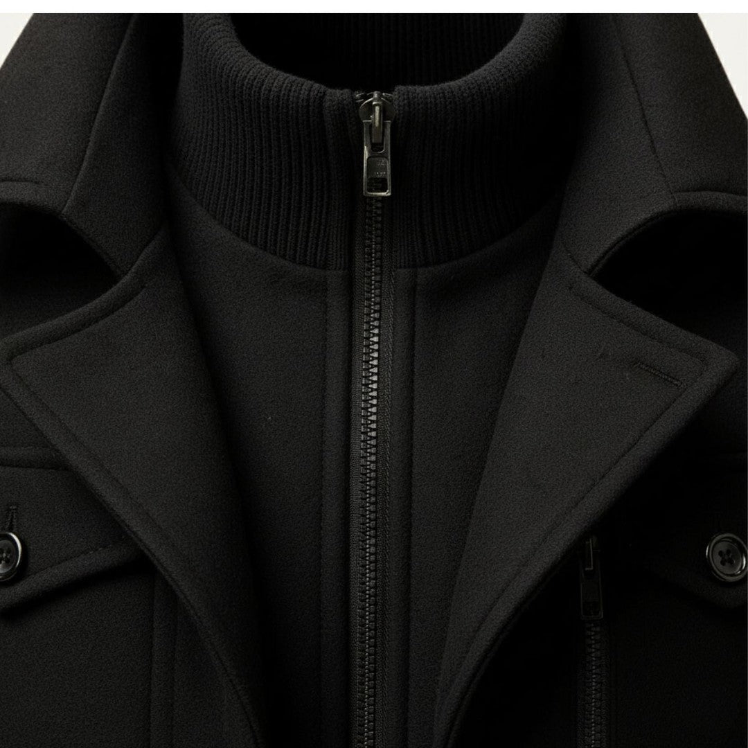 Castlewood - Wool-Look Coat Notch Collar Button Front