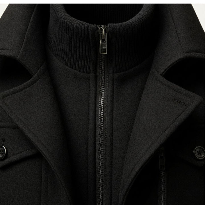 Castlewood - Wool-Look Coat Notch Collar Button Front