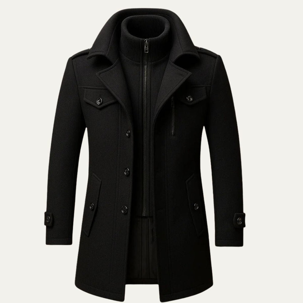 Castlewood - Wool-Look Coat Notch Collar Button Front