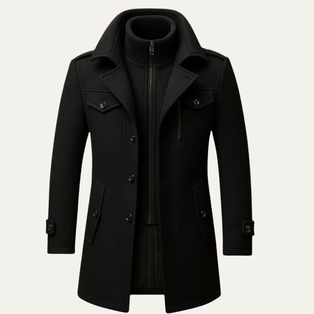 Castlewood - Wool-Look Coat Notch Collar Button Front