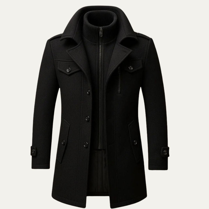 Castlewood - Wool-Look Coat Notch Collar Button Front