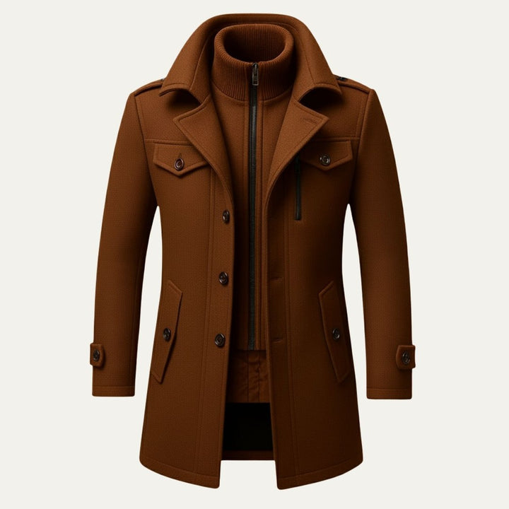 Castlewood - Wool-Look Coat Notch Collar Button Front