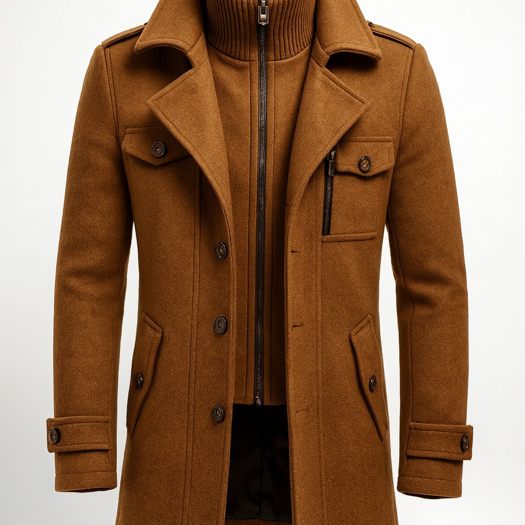 Corwin Ashe - Wool-Look Peacoat Quilted Lining Double Breasted