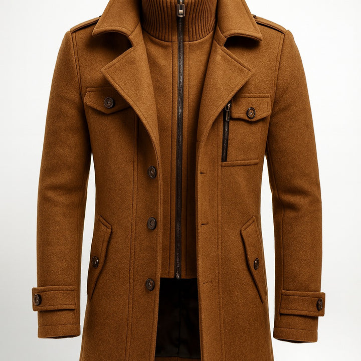 Corwin Ashe - Wool-Look Peacoat Quilted Lining Double Breasted
