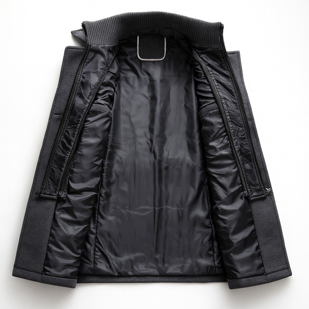 Corwin Ashe - Wool-Look Peacoat Quilted Lining Double Breasted