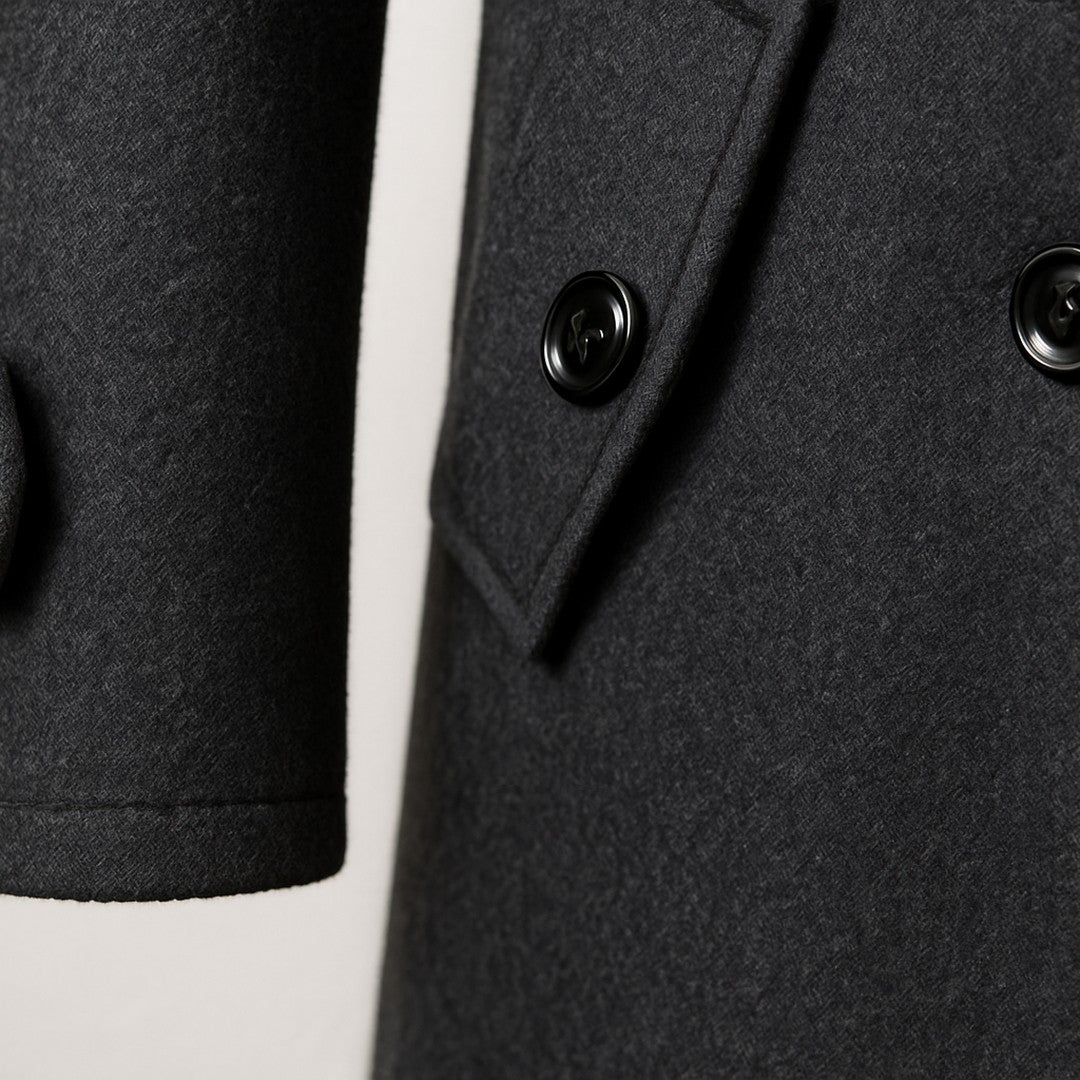 Corwin Ashe - Wool-Look Peacoat Quilted Lining Double Breasted