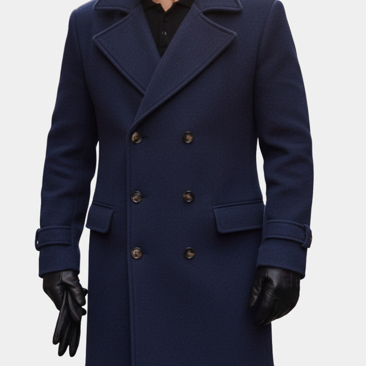 Six-Button Double-Breasted Wool-Look Coat