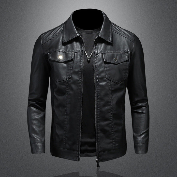 Leather-Look Snap Pocket Shirt Jacket