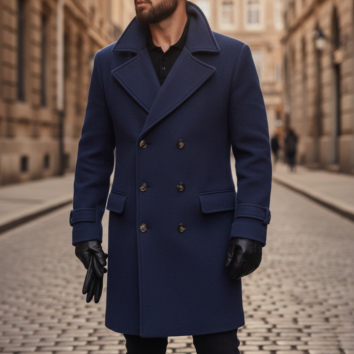 Six-Button Double-Breasted Wool-Look Coat