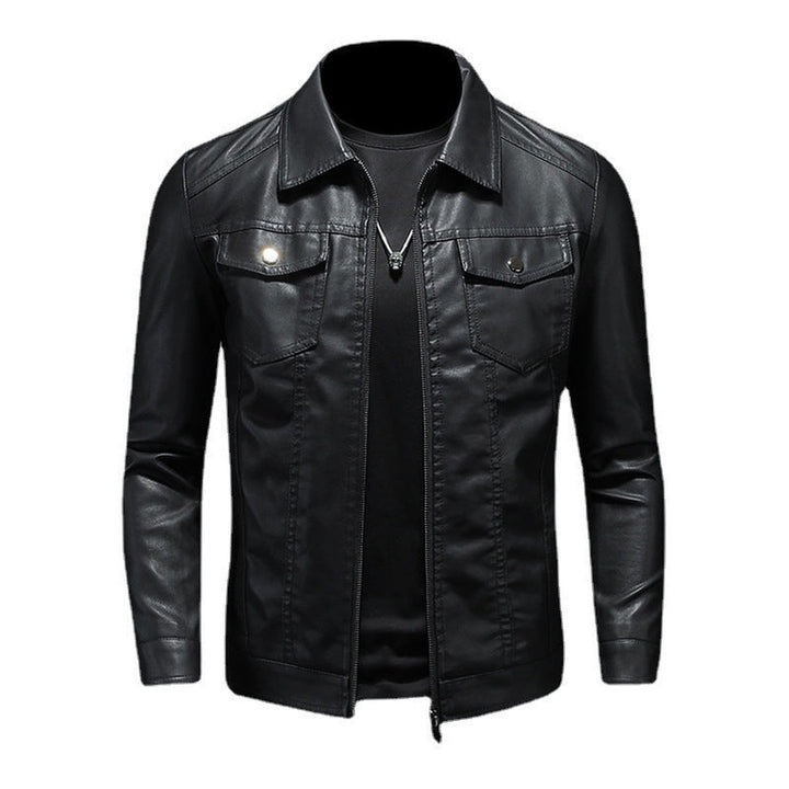 Leather-Look Snap Pocket Shirt Jacket