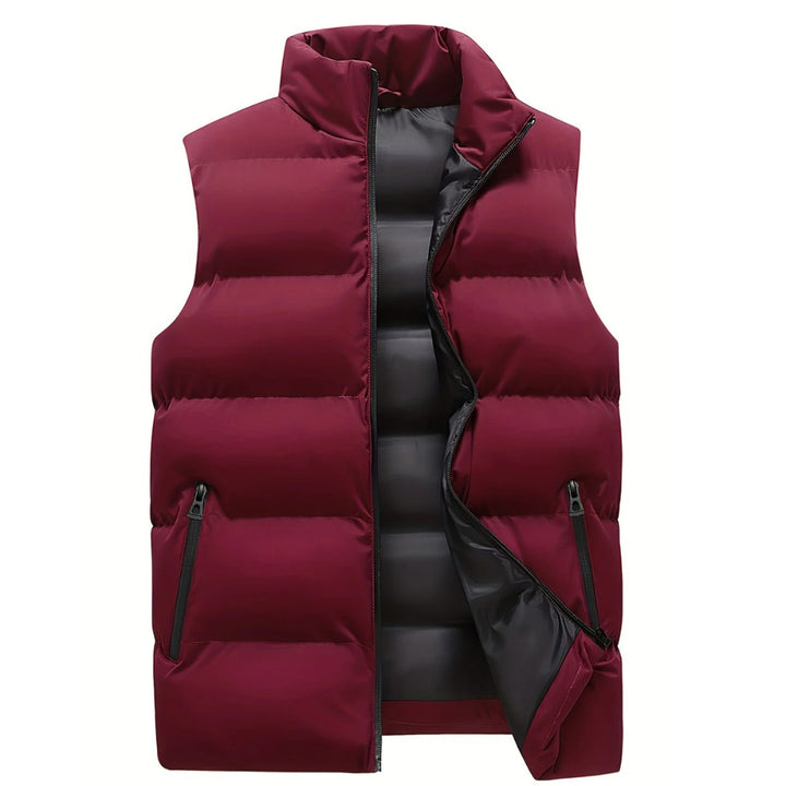 Channel-Quilted Stand Collar Puffer Vest