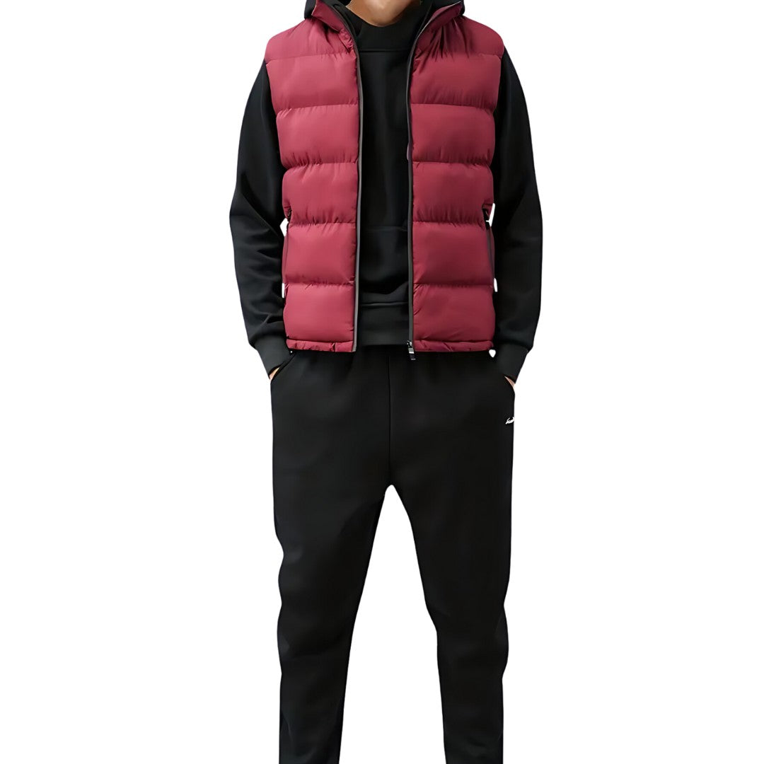 Channel-Quilted Stand Collar Puffer Vest