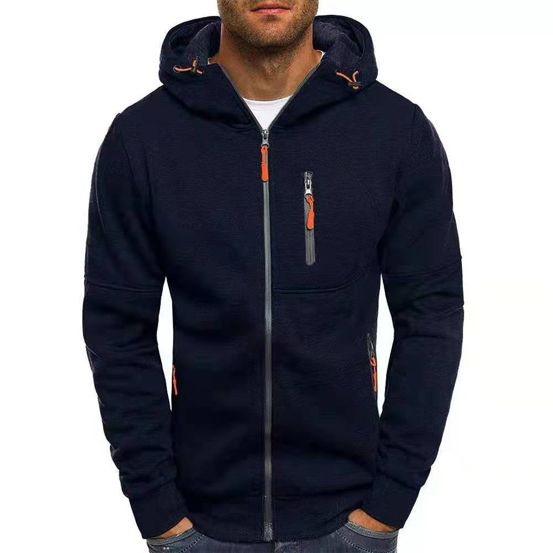 Fleece-Lined Pullover Hoodie - Dark Blue