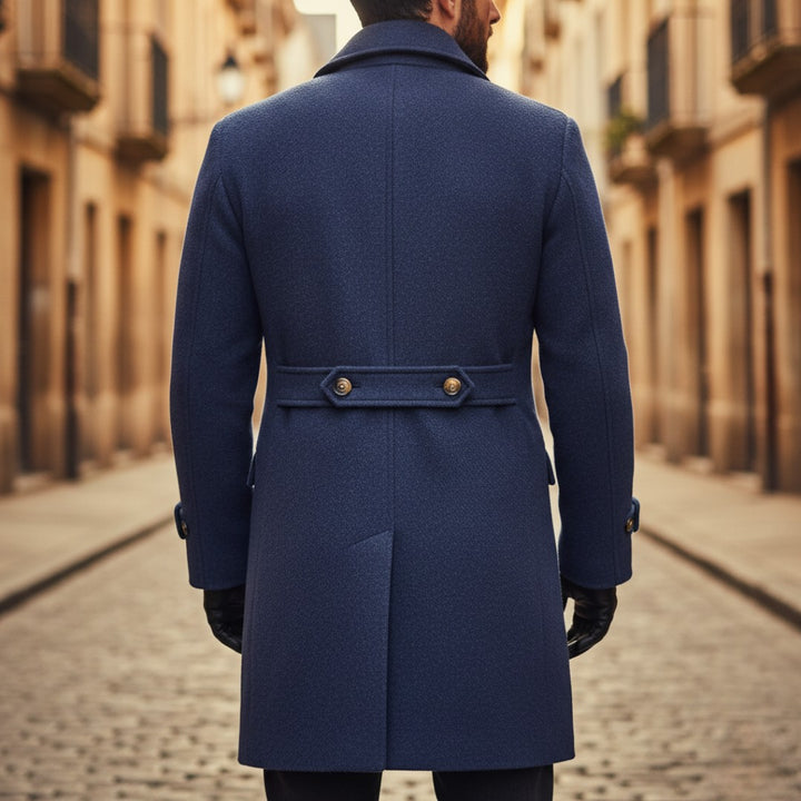 Six-Button Double-Breasted Wool-Look Coat