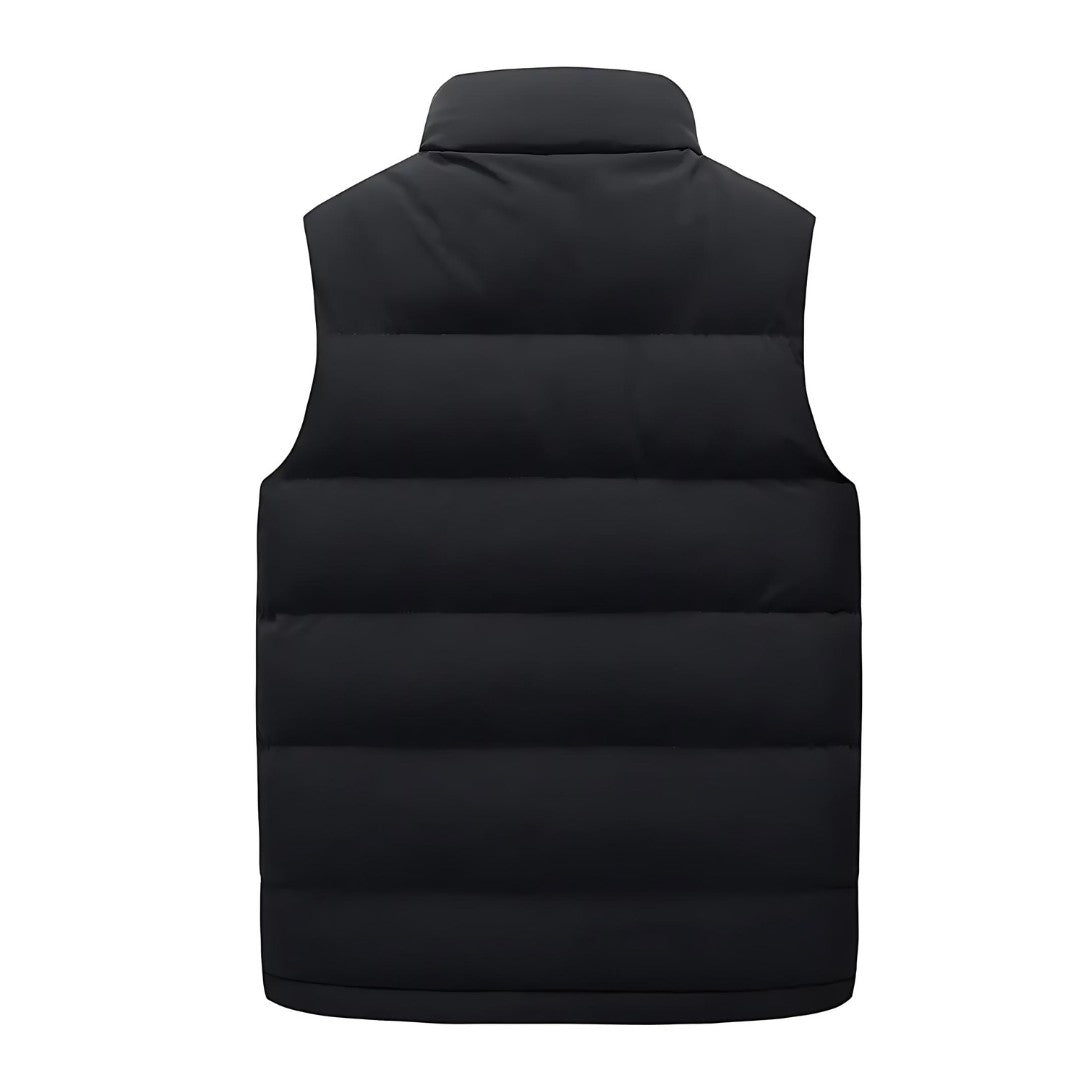 Channel-Quilted Stand Collar Puffer Vest