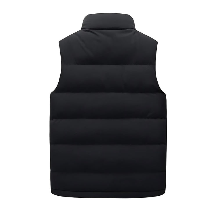 Channel-Quilted Stand Collar Puffer Vest